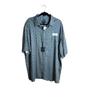 Pronto Uomo Blue Abstract Short Sleeve Button Up Casual Shirt XL NWT